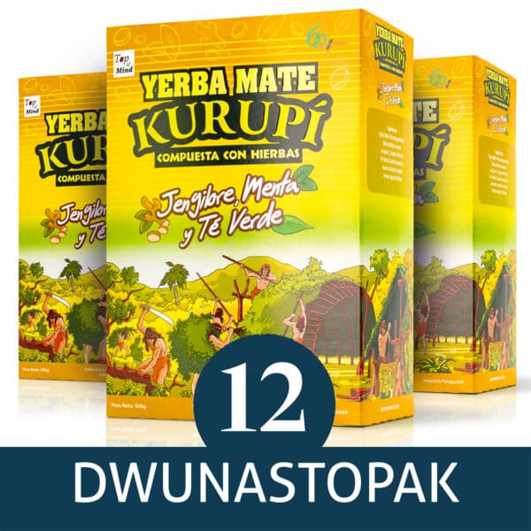 12-PAK Yerba Mate Kurupi Jengibre, Menta y te Verde 12x500g | 6kg