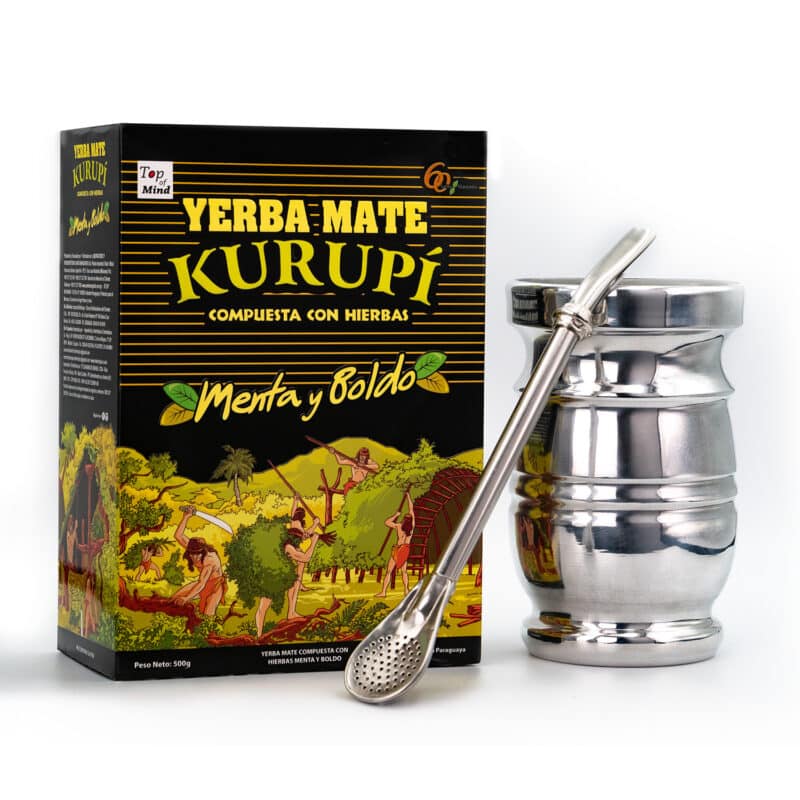 Yerba MATE MENTA BOLDO MATERO LISA