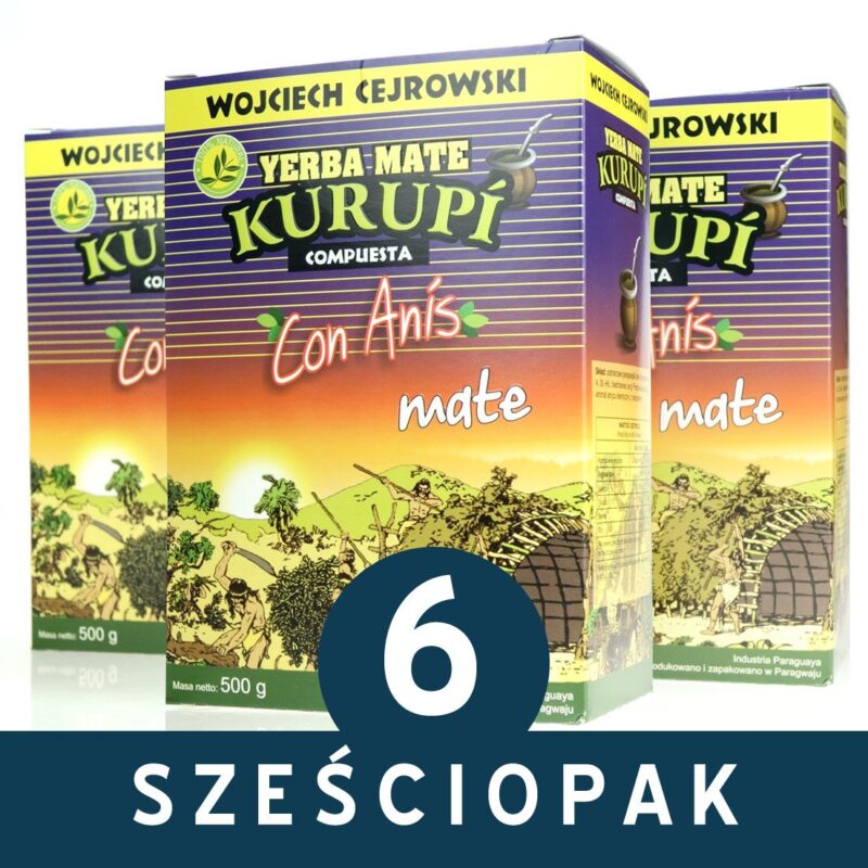 Sześciopak Yerba Mate Kurupi Con Anis