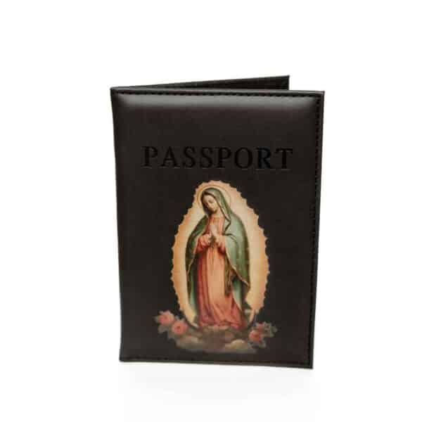 Etui na paszport z wizerunkiem Matki Bożej z Guadalupe – czarne